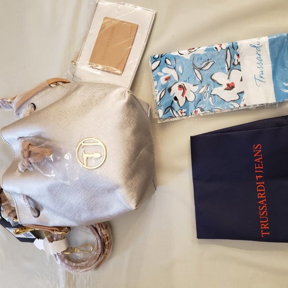 Trussardi Jeans Handbags Drawstring Women's Pocketbook Over Shoulder - Picture 5 of 8